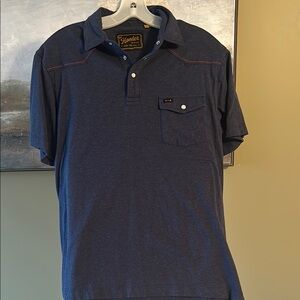 Howler Brothers Blue Western Polo Shirt with Pearl Snaps and Short Sleeves